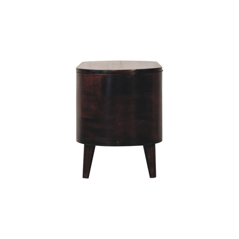 Light Walnut Rounded Lid-up Blanket Box Storage Bench | Linen
