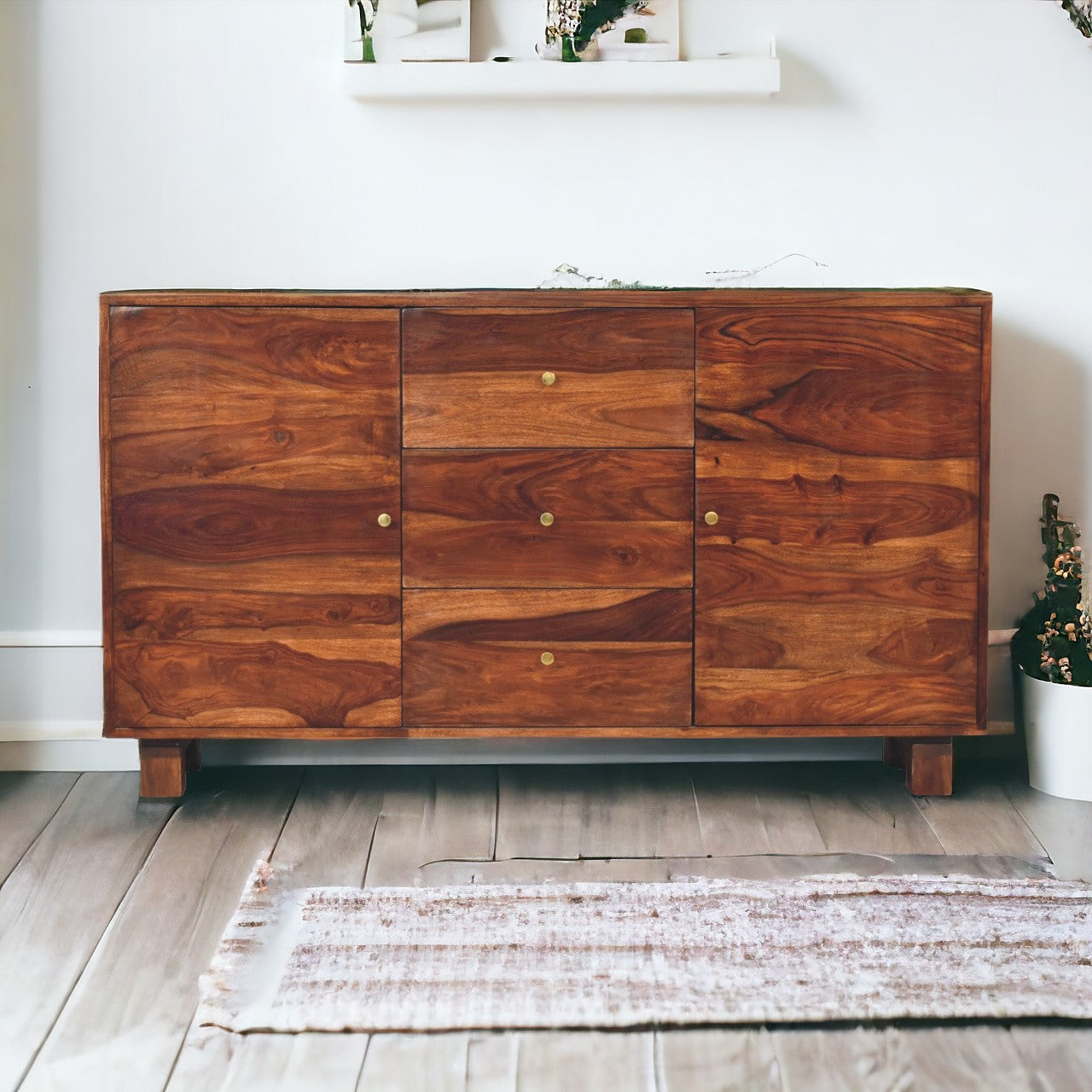 Tula Sideboard Chest of Drawers | Chestnut Solid Mango Wood