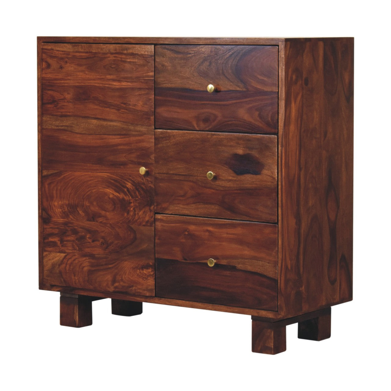 Tula Mini Sideboard Chest of Drawers | Chestnut Solid Mango Wood