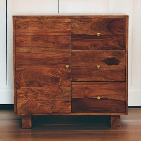 Tula Mini Sideboard Chest of Drawers | Chestnut Solid Mango Wood