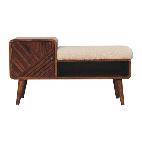 Boucle Carved Chestnut Telephone Table Chest of Drawers | Hand-Carved