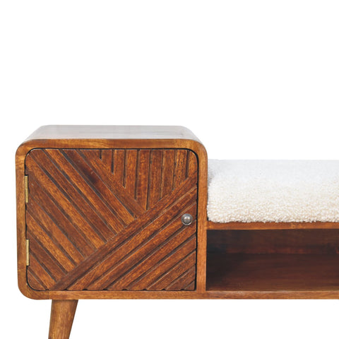 Boucle Carved Chestnut Telephone Table Chest of Drawers | Hand-Carved