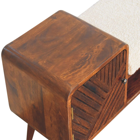 Boucle Carved Chestnut Telephone Table Chest of Drawers | Hand-Carved