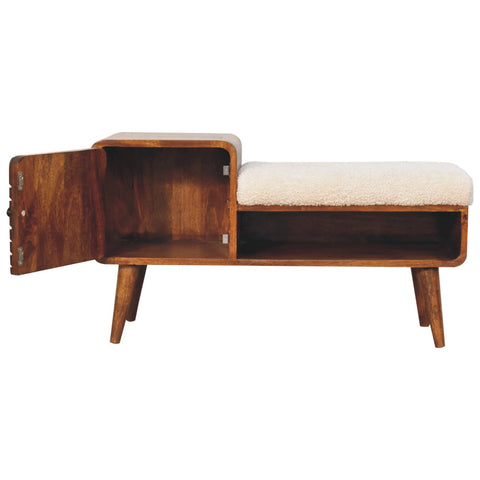 Boucle Carved Chestnut Telephone Table Chest of Drawers | Hand-Carved