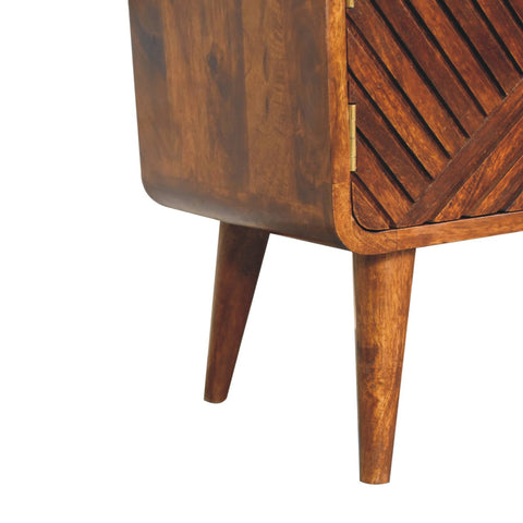 Boucle Carved Chestnut Telephone Table Chest of Drawers | Hand-Carved