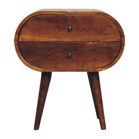 Large Chestnut Circular Bedside Table