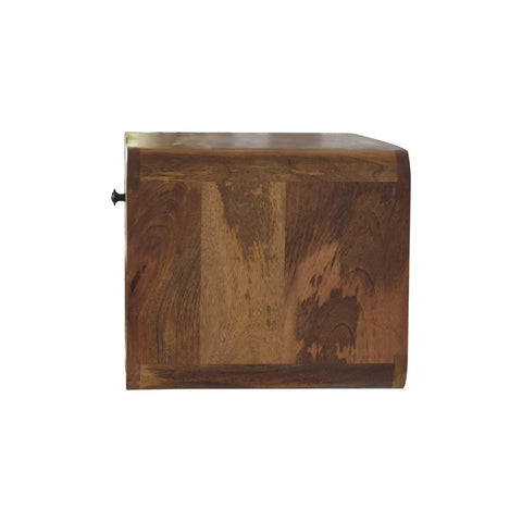 Large Floating Curve Open Slot Bedside Table | Oak Solid Mango Wood Wall-Mounted