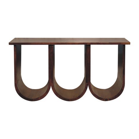 Triple Open Style Coffee Table | Chestnut Solid Mango Wood