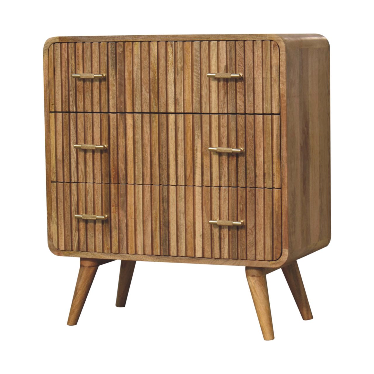 T-bar Ridged Chest of Drawers | Oak Solid Mango Wood