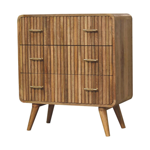 T-bar Ridged Chest of Drawers | Oak Solid Mango Wood