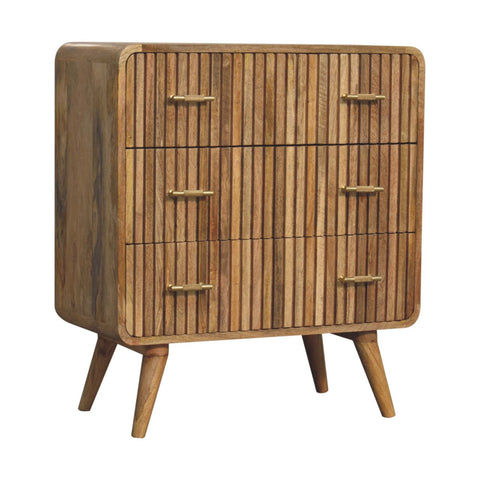T-bar Ridged Chest of Drawers | Oak Solid Mango Wood