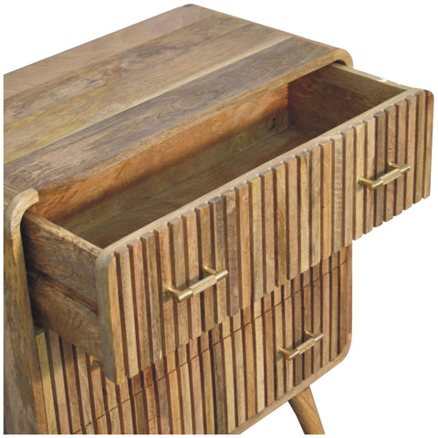 T-bar Ridged Chest of Drawers | Oak Solid Mango Wood