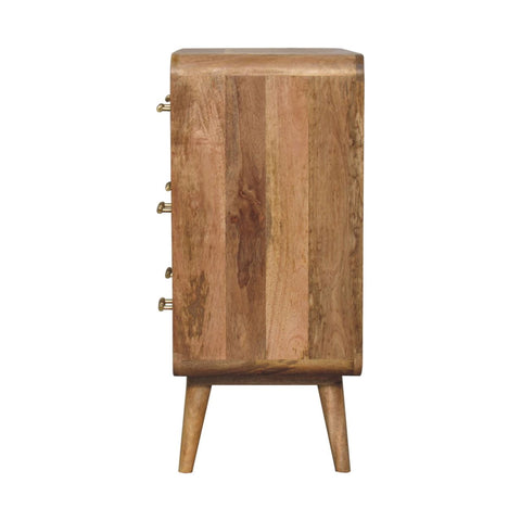 T-bar Ridged Chest of Drawers | Oak Solid Mango Wood