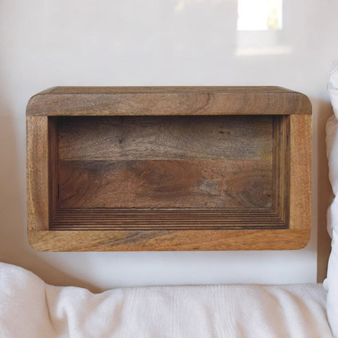 Soba Wall Mounted Bedside Table | Oak-Ish Solid Mango Wood Wall-Mounted