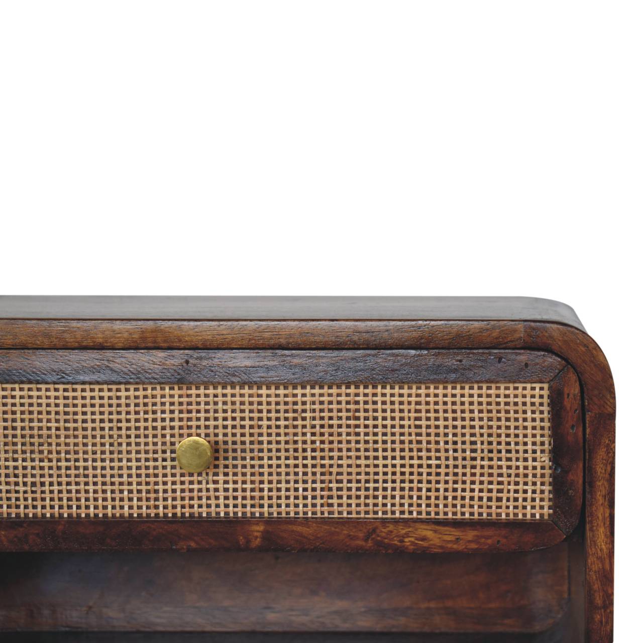 Chestnut Wall Mounted Open Woven Bedside Table | Wall-Mounted