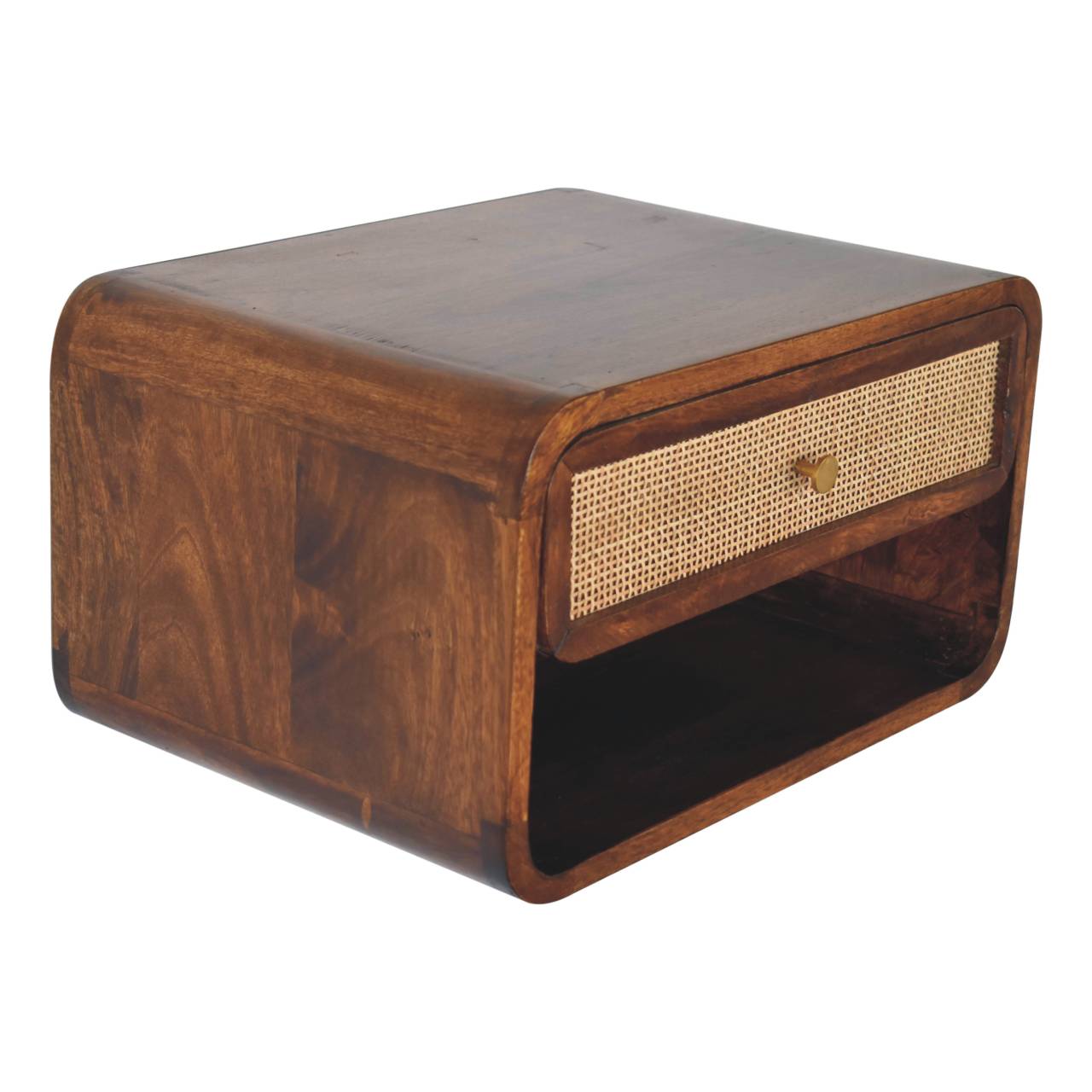 Chestnut Wall Mounted Open Woven Bedside Table | Wall-Mounted