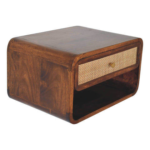 Chestnut Wall Mounted Open Woven Bedside Table | Wall-Mounted