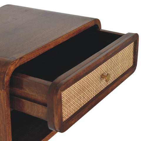 Chestnut Wall Mounted Open Woven Bedside Table | Wall-Mounted