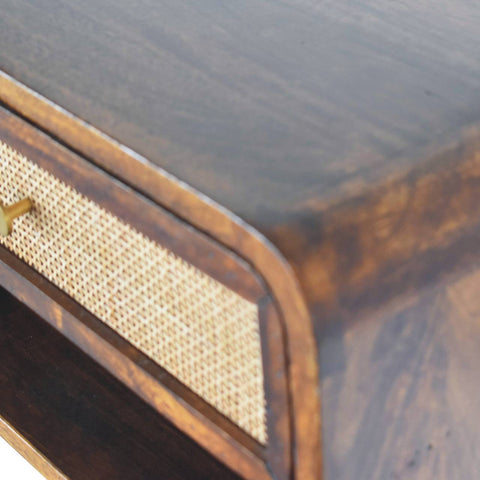 Chestnut Wall Mounted Open Woven Bedside Table | Wall-Mounted