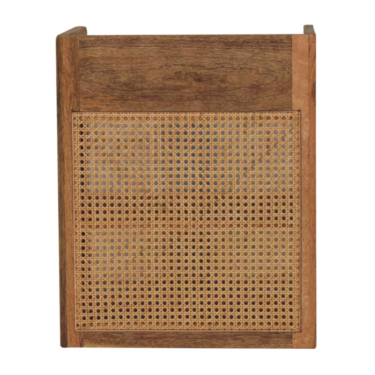 Larissa T-Bar Open Bedside Table | Oak Mango Wood Open Shelf