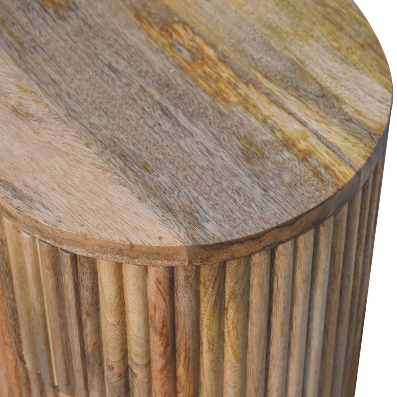 Soba Ball 3-Drawer Bedside Table | Oak Solid Mango Wood