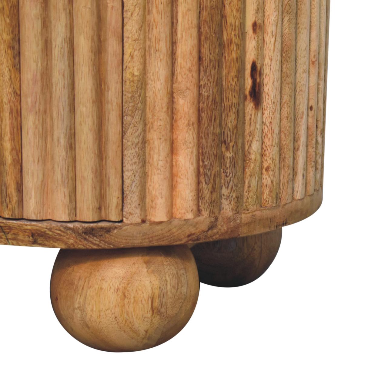 Soba Ball 3-Drawer Bedside Table | Oak Solid Mango Wood