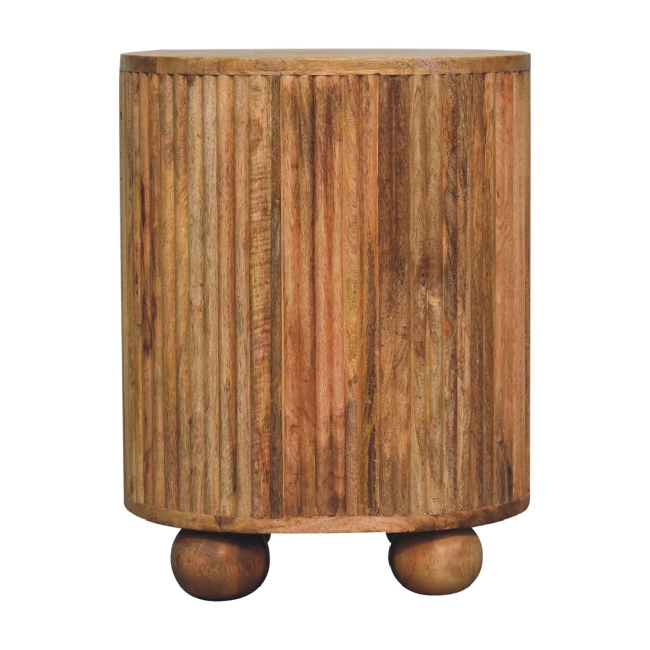 Soba Ball 3-Drawer Bedside Table | Oak Solid Mango Wood