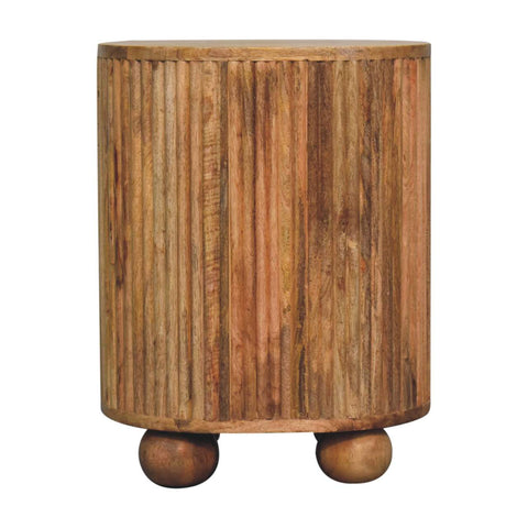 Soba Ball 3-Drawer Bedside Table | Oak Solid Mango Wood