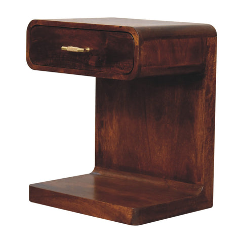 Chestnut T-Bar Rounded Bedside Table