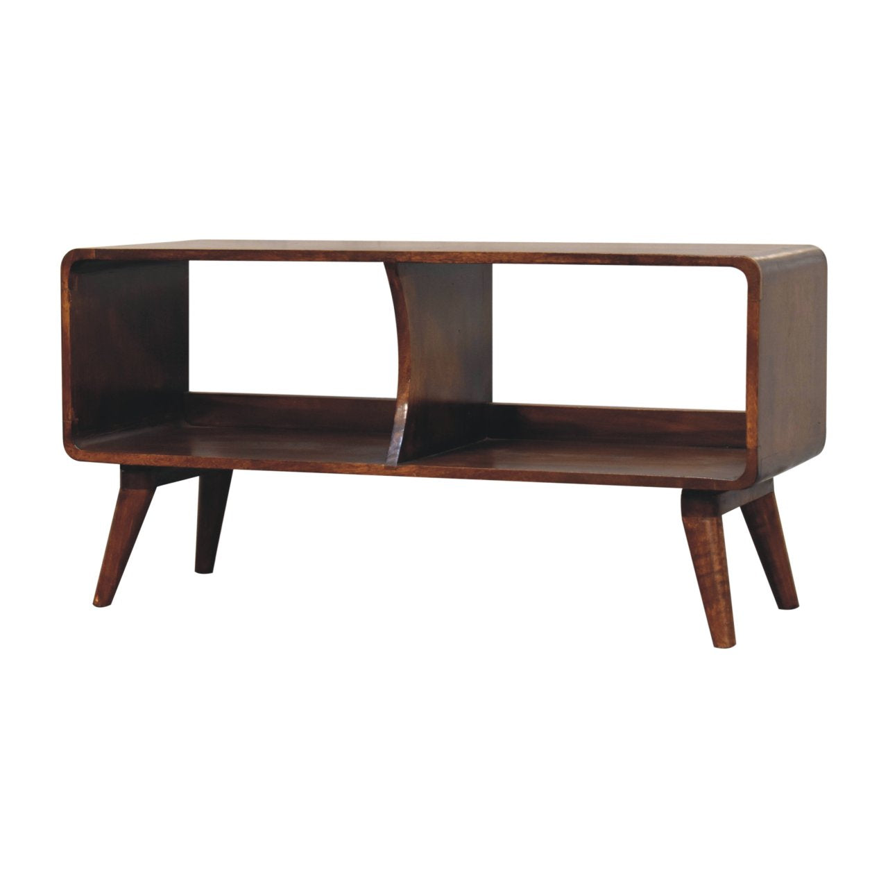 Curved Chestnut Double Slot Chest of Drawers