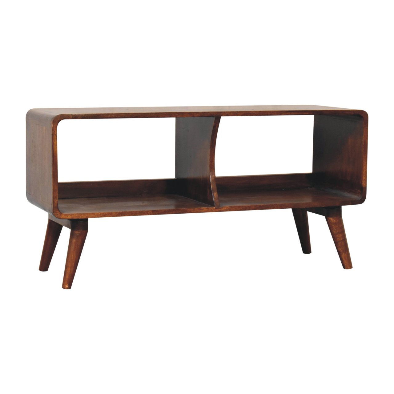 Curved Chestnut Double Slot Chest of Drawers