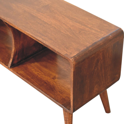 Curved Chestnut Double Slot Chest of Drawers