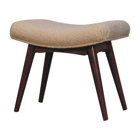 Honey Caramel Boucle Cream Curved Bench