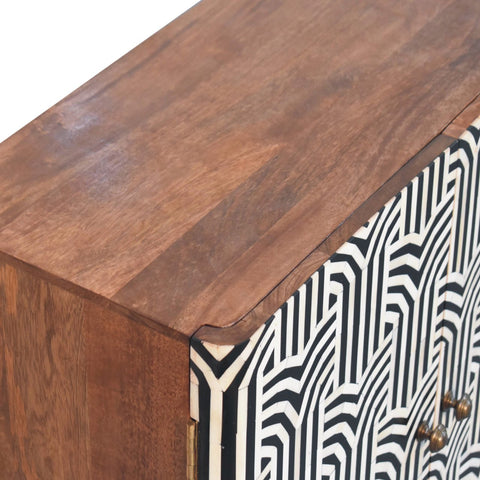 Honey Caramel Edessa Bone Inlay Chest of Drawers | Hand-Carved