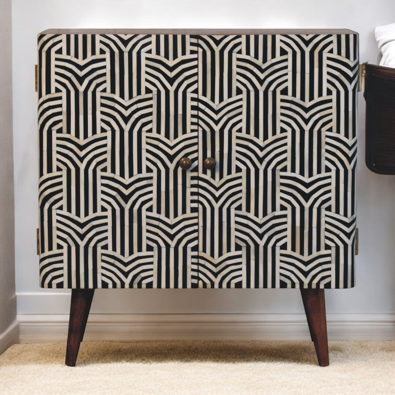 Honey Caramel Edessa Bone Inlay Chest of Drawers | Hand-Carved