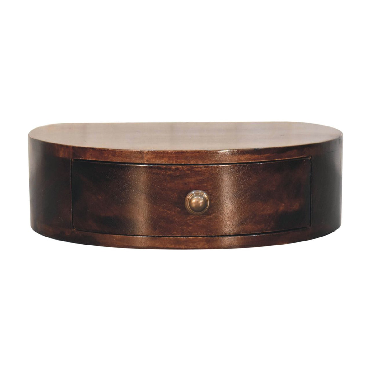California Walnut Wall Mounted Rounded Bedside Table | Wall-Mounted