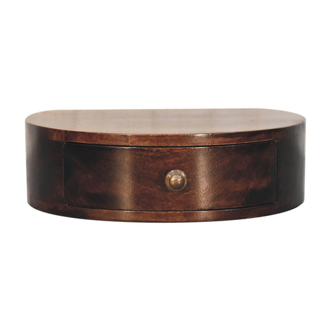 California Walnut Wall Mounted Rounded Bedside Table | Wall-Mounted