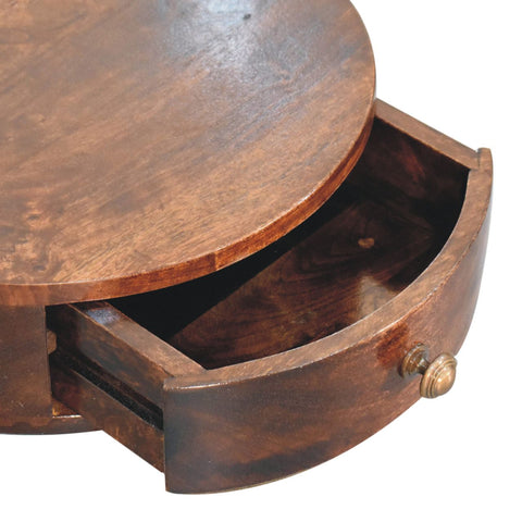 California Walnut Wall Mounted Rounded Bedside Table | Wall-Mounted