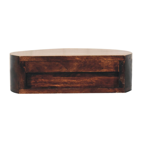 California Walnut Wall Mounted Rounded Bedside Table | Wall-Mounted