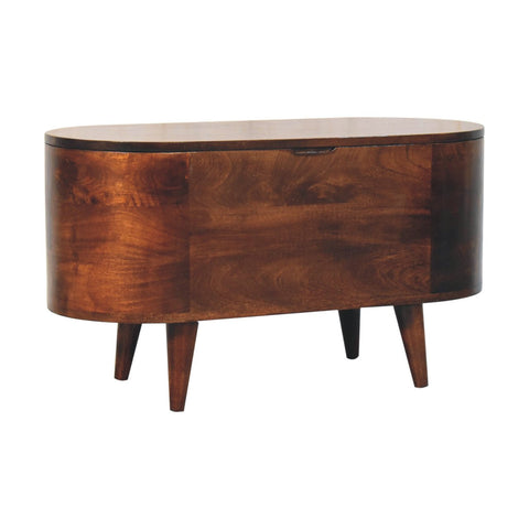 Curved California Walnut Blanket Box Storage Bench | Linen