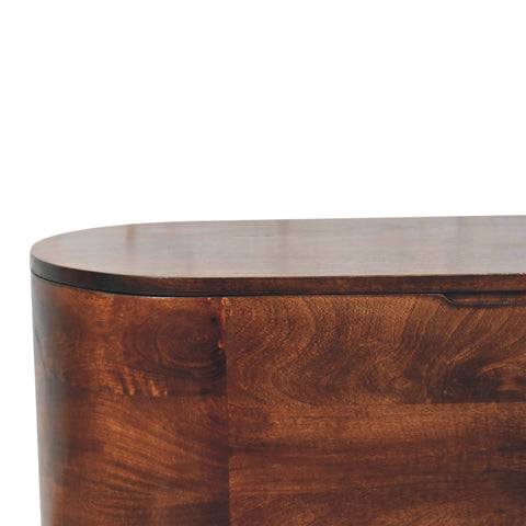 Curved California Walnut Blanket Box Storage Bench | Linen