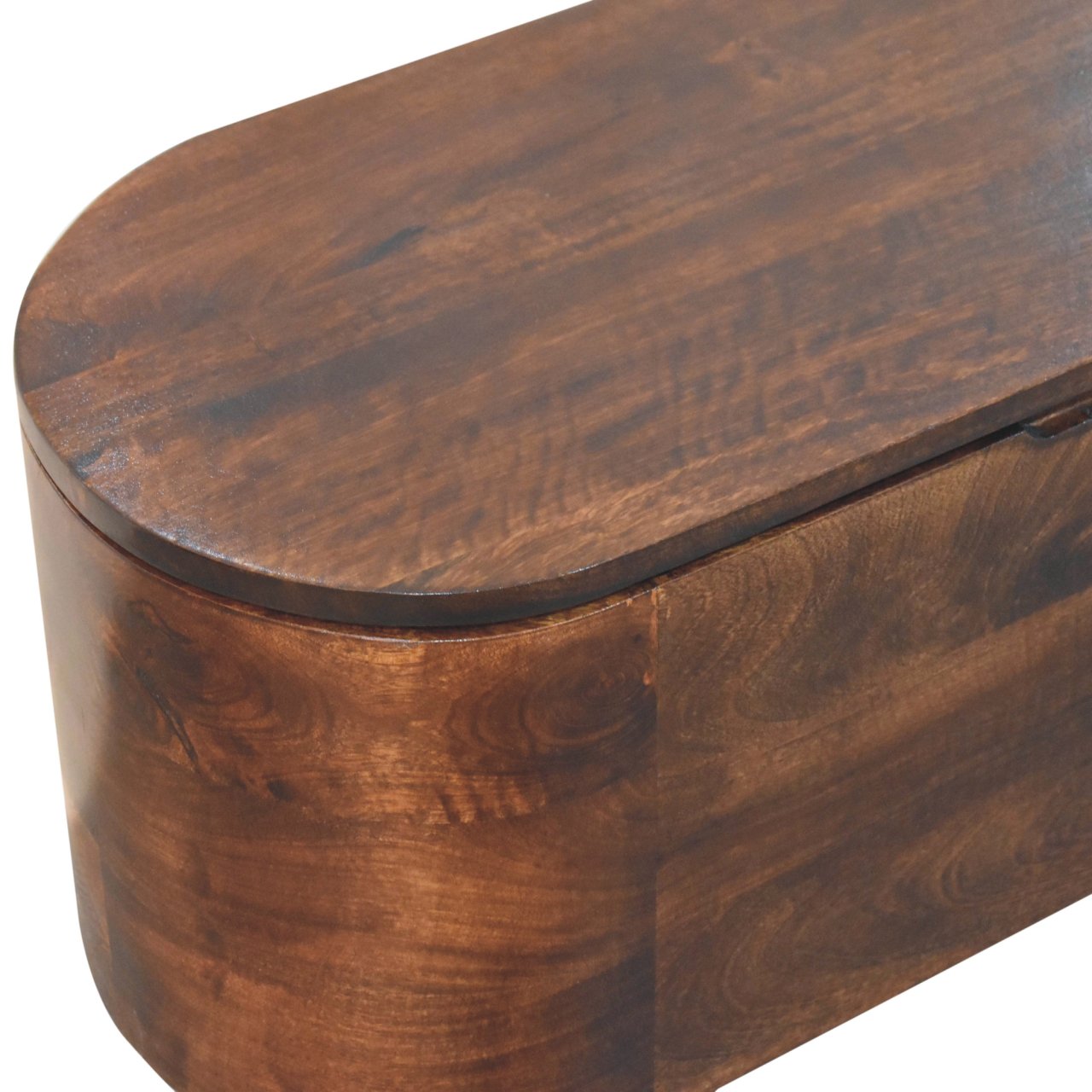 Curved California Walnut Blanket Box Storage Bench | Linen