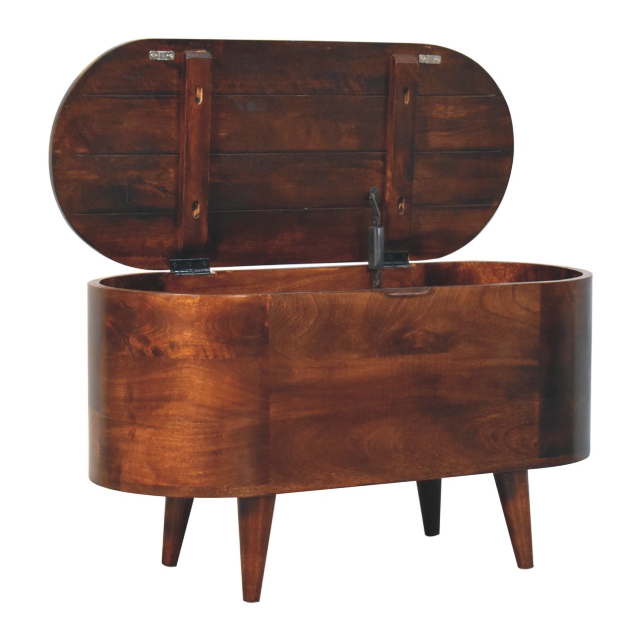 Curved California Walnut Blanket Box Storage Bench | Linen