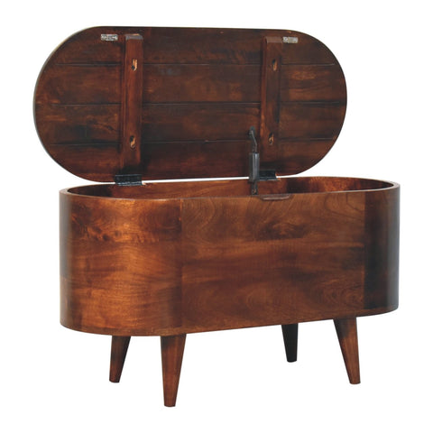 Curved California Walnut Blanket Box Storage Bench | Linen
