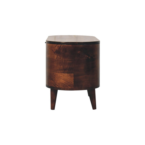 Curved California Walnut Blanket Box Storage Bench | Linen
