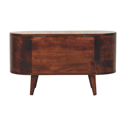 Curved California Walnut Blanket Box Storage Bench | Linen