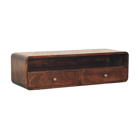 Floating California Walnut Open Console Table