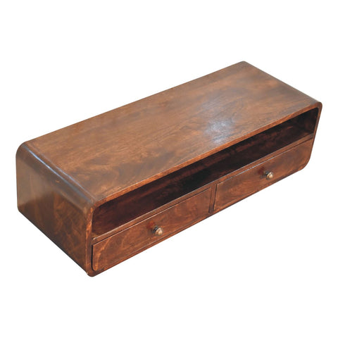 Floating California Walnut Open Console Table