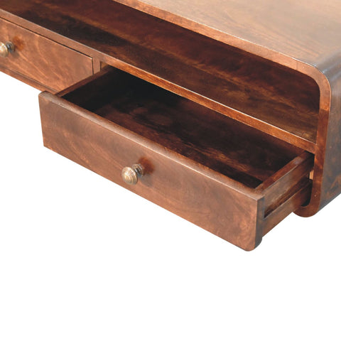 Floating California Walnut Open Console Table