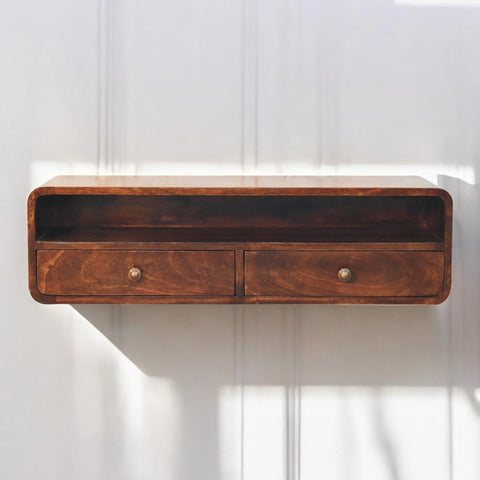 Floating California Walnut Open Console Table